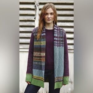 NEW Eribe Scotland 100% Wool Pioneer Fairisle Open Front Cardigan Size S/M